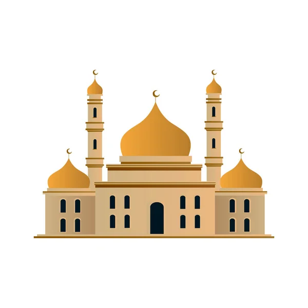 Islamic Mosque Building Illustration Dome Eastern Cultural Landmark Muslim Vector — Stock Vector