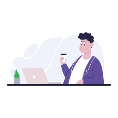 İş adamı telefonda konuşuyordu. Renk vektörü illüstrasyonu