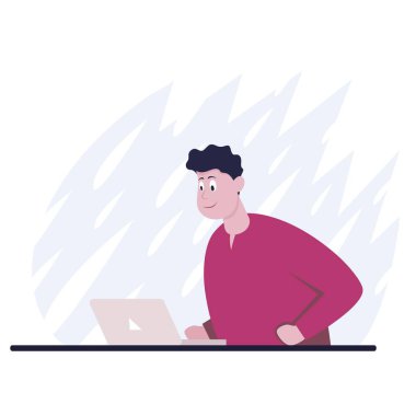 İş adamı telefonda konuşuyordu. Renk vektörü illüstrasyonu