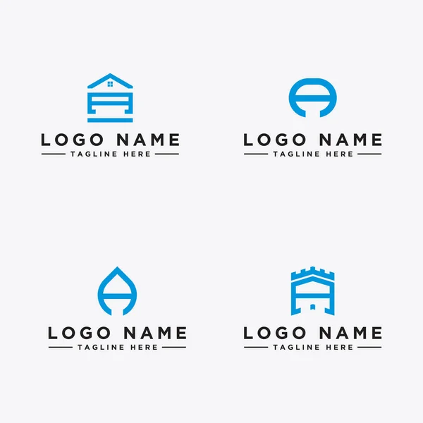 Impresión Logotipo Diseño Conjunto Letra Inicial Vector — Vector de stock