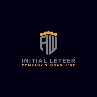 AW logo simgesinin ilk harflerinden şirketler için logo tasarımı ilham kaynağı. - Vektör