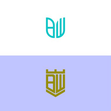 BW logo simgesinin ilk harflerinden şirketler için ilham verici bir logo dizayn seti. - Vektörler