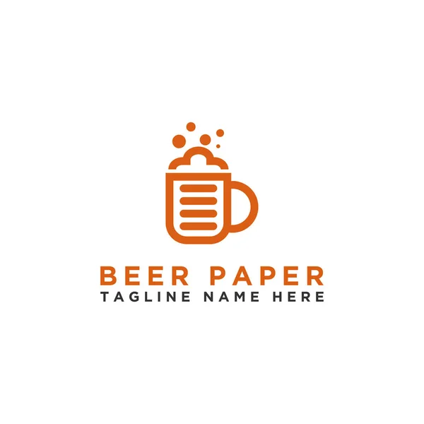 Papier Und Bier Logo Vorlage Vektor — Stockvektor