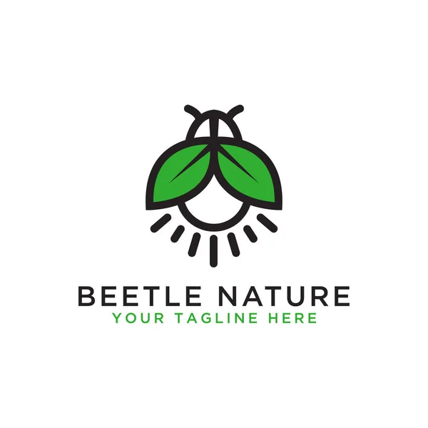 Φυσικό Beetle Vector Logo Σχεδιασμός Διάνυσμα — Διανυσματικό Αρχείο