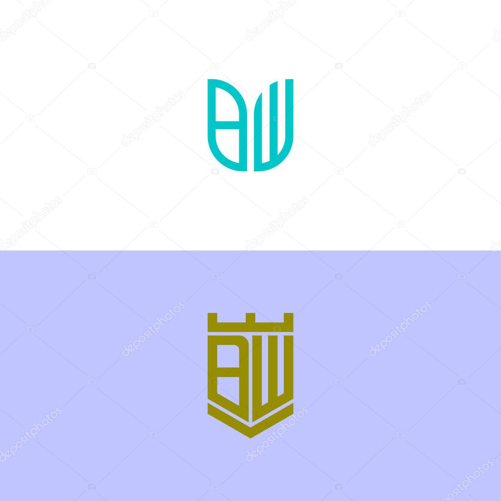 Inspiring logo design Set, for companies from the initial letters of the BW logo icon. -Vectors
