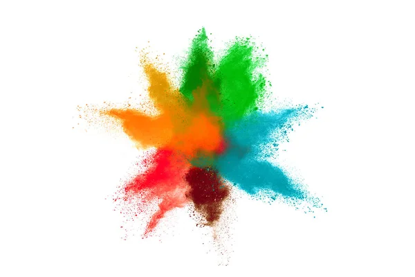 Colorful Powder Explosion White Background Colored Cloud Colorful Dust Explode — Stock Photo, Image