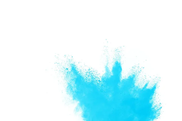 Blauer Himmel Farbe Pulver Explosion Auf Weißem Hintergrund — Stockfoto