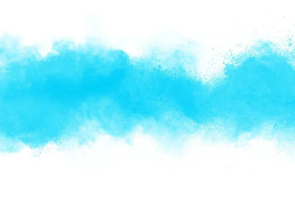 Blauer Himmel Farbe Pulver Explosion Auf Weißem Hintergrund — Stockfoto