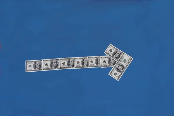 Arrow Laid Out Hundred Dollar Bills Symbolizes Direction Progress Success — Stock Photo, Image