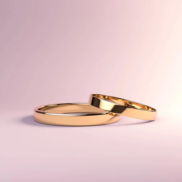 Wedding Rings Golden Marriage Couple Love Family Pink Metalic Forever — Stock Photo, Image