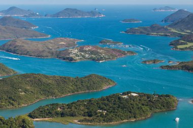 Sai Kung, Hong Kong 'daki Tai Tun' un güzel manzarası.