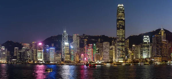 Widok Nocny Port Victoria Hongkongu — Zdjęcie stockowe
