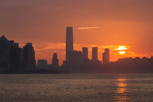 Ein Atemberaubender Sonnenuntergang Bei Lei Mun Hongkong Mit Schönem Himmel — Stockfoto