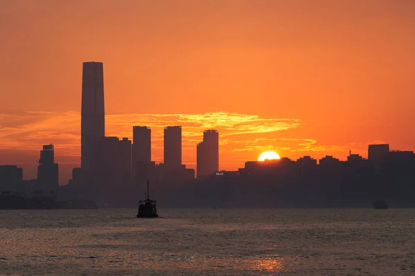 Ein Atemberaubender Sonnenuntergang Bei Lei Mun Hongkong Mit Schönem Himmel — Stockfoto