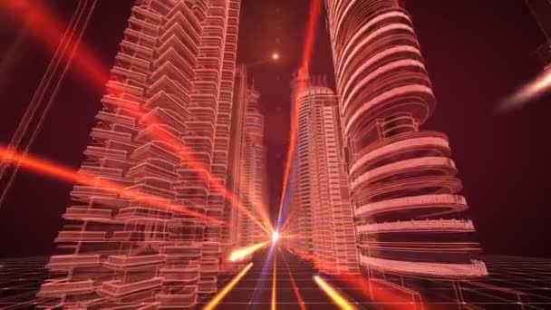 Gratte Ciels Urbains Réseau Numérique Quartier Financier Futuriste Les Flux — Video