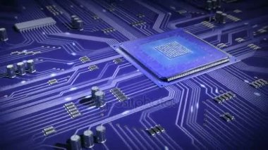 Elektronlar hareketli devre kartı. Cpu veri işleme. 