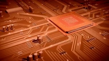 Elektronlar hareketli devre kartı. Cpu veri işleme. 