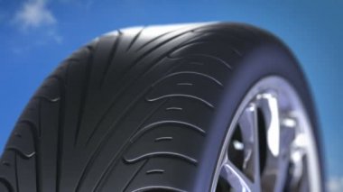 Araba tekerleği ile spor lastik closeup döner. HD loopable. 