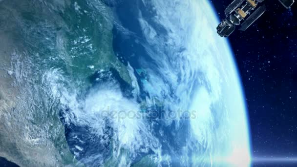 Raumstation Und Space Shuttle Die Die Erde Umkreisen Animation — Stockvideo