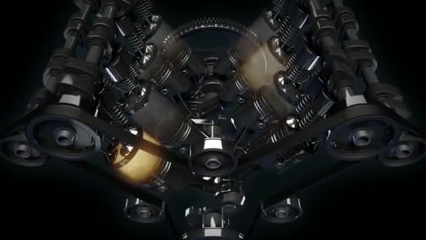 Крупним Планом Знімок Робочого Двигуна Ефектом Вибуху Палива Пістолети Вали — стокове відео