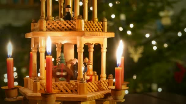 Jul Spjälsäng Julkrubba Jesu Födelse Merry Christmas Scene — Stockvideo