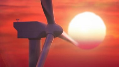 Günbatımı gökyüzü kontrast temiz, yeşil, Rüzgar enerji harnessing güzel rüzgar türbini türbin