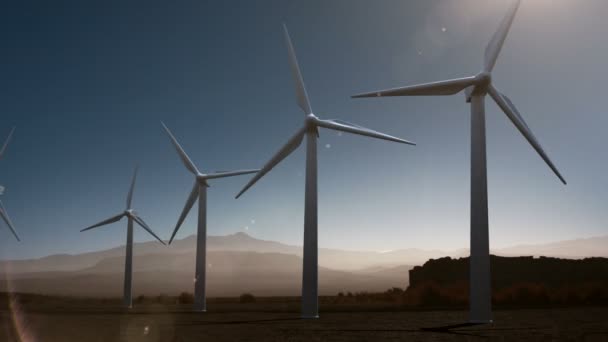 Beautiful Windmill Turbine Harnessing Clean Green Wind Energy Silhouetted Dark — Stock Video