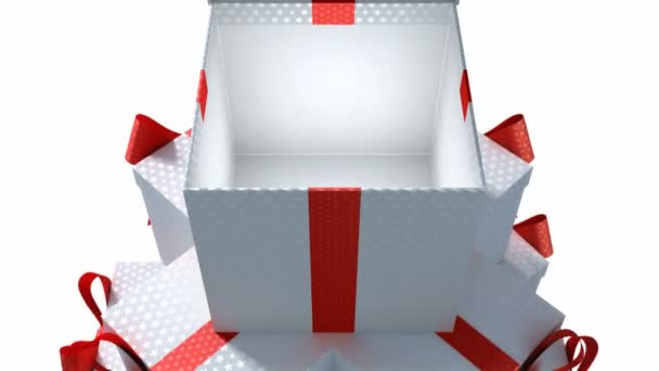 ギフト用の箱のクリスマス ツリー ギフト ボックス Wih レッドリボン ピラミデ — ストック動画