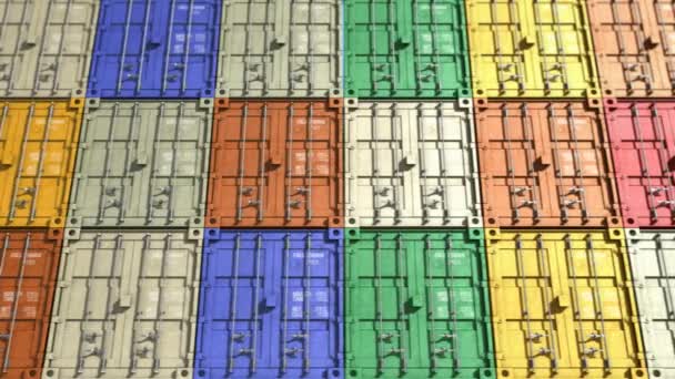 Schiffscontainer Hafen Lückenhafte Animation Die Wand Aus Schiffscontainern Hafen — Stockvideo