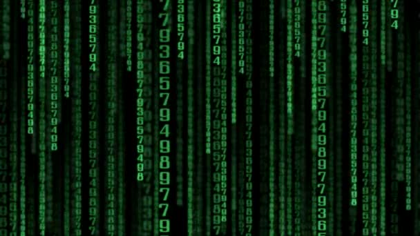 Datenstrom Matrix Vertikal Scrollende Zahlen Schlupflöcher — Stockvideo