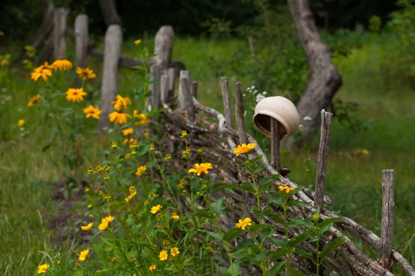 Y tarafından çevrili willow çit asılı vantage seramik toprak kap