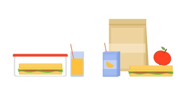 Vector Illustration Lunchbox Breakfast — Stock Vector