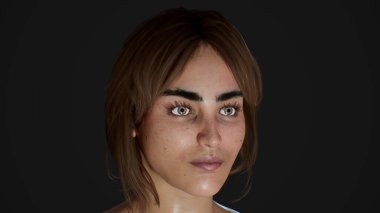 Kadın yüzü 3 boyutlu, genç kız kafası..