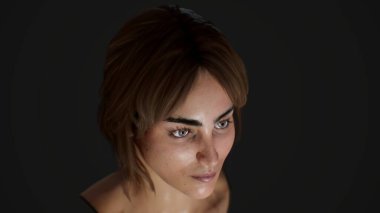 Kadın yüzü 3 boyutlu, genç kız kafası..