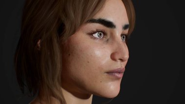 Kadın yüzü 3 boyutlu, genç kız kafası..