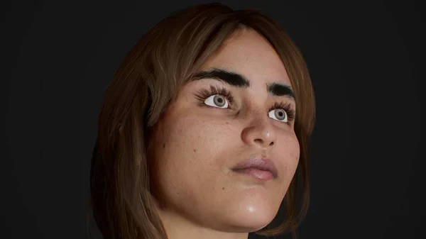 女性の顔3Dレンダリング 若い女の子の頭 — ストック写真