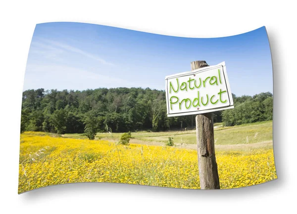 Jelzőtábla vidéki és írásbeli "természetes termék" — Stock Fotó