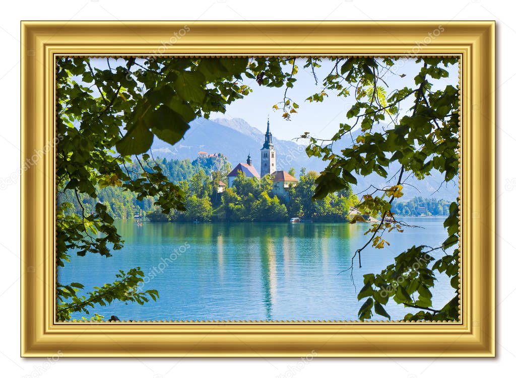 Bled lake, the most famous lake in Slovenia with the island of t