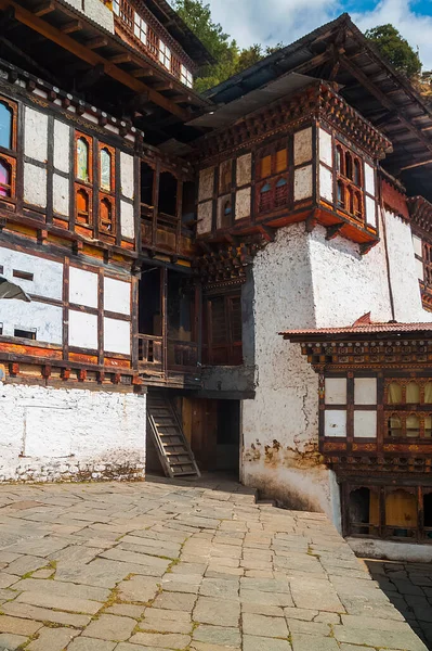Vnitřní Nádvoří Kláštera Chagri Cheri Dorjeden Bhútánu — Stock fotografie