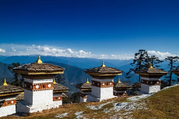 108 Cortinas Comemorativas Passo Dochula Thimphu Butão — Fotografia de Stock