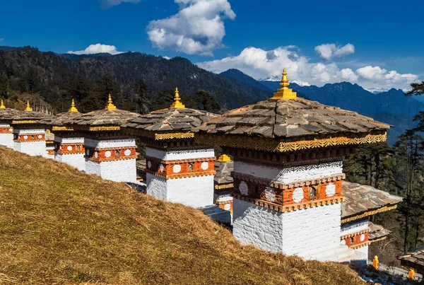 108 Chorteny Pamięci Przełęczy Dochula Thimphu Bhutan — Zdjęcie stockowe