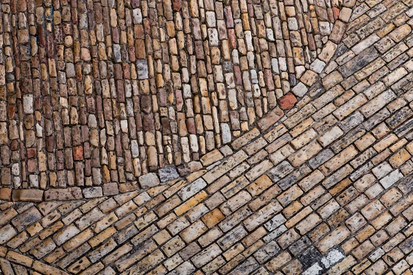 Cobble Pavimentación Acera Ladrillo Piedra Del Casco Antiguo Fondo Abstracto — Foto de Stock