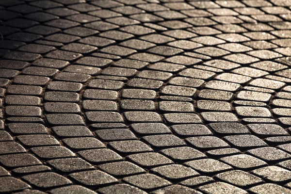 Cobble Pavimentación Acera Piedra Del Casco Antiguo Luz Del Sol — Foto de Stock