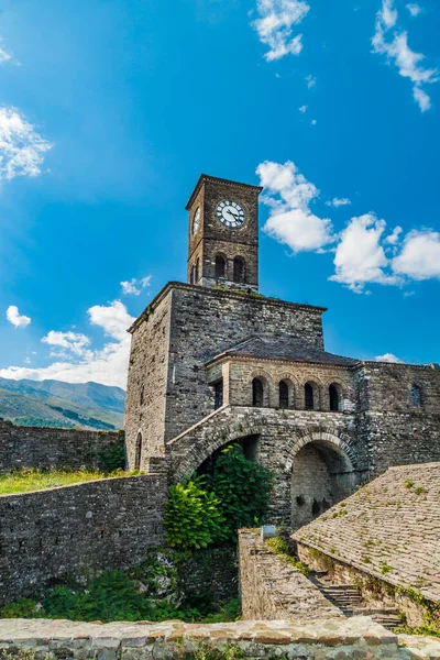 Historical Unesco Protected Town Gjirocaster Castle Top Hill Southern Albania — Stock Photo, Image