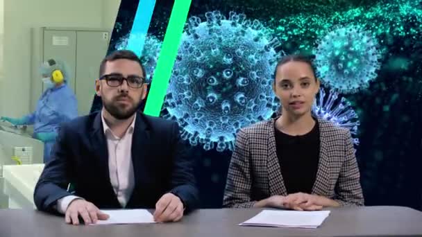 Concept video of tv news about virus epedemic. Infection mondiale . — Video