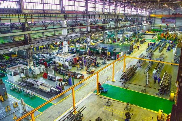 Oficina Fábrica Produção Fábrica Trabalhadores Engenheiros Panorama — Fotografia de Stock