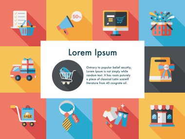 Alışveriş ve online alışveriş Icons set
