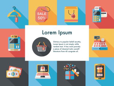 Alışveriş ve online alışveriş Icons set