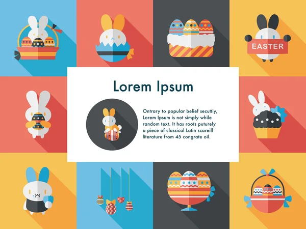 Conjunto de huevos de Pascua e iconos de conejo Vector de stock