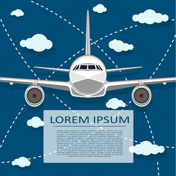 Banner de transporte aéreo de pasajeros con avión — Archivo Imágenes Vectoriales